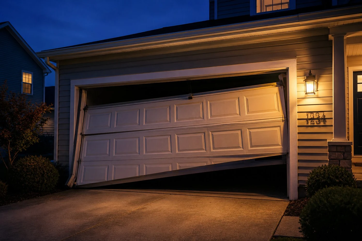 Emergency garage door repair Columbus Ohio — door stuck open at night